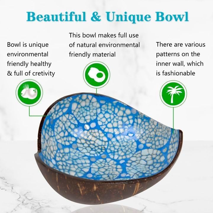 Coconut Bowls Decorative Candy Dish - Heart Acai Bowl, Natural Wooden Candy Dish, Key Bowl Holder for Entryway Table, Yogurt Smoothie Nuts Dessert Container, Rice Fruits Dry Snack Storage Shell Bowls