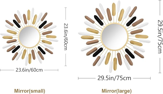 Sunburst Wall Decor Gold Sunburst Mirror,30”Gold Decorative Mirrors for Wall Handmade Living Room & Bedroom