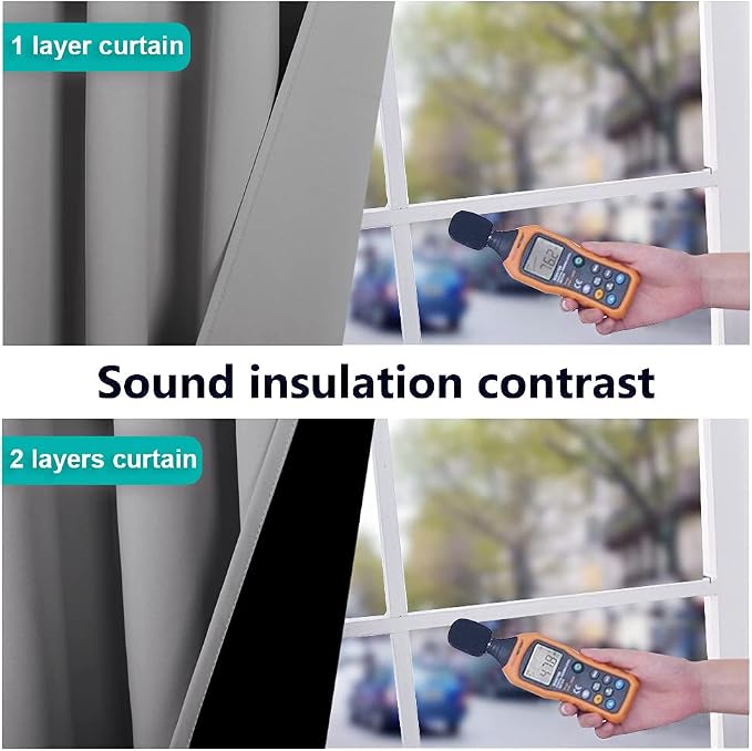 NICETOWN 100% Blackout Blinds, Set of 2, 46" x 96", Silver Grey, Laundry Room Decor Window Treatment Curtains for Large Patio Sliding Door, Thermal Insulated Curtains for Bedroom