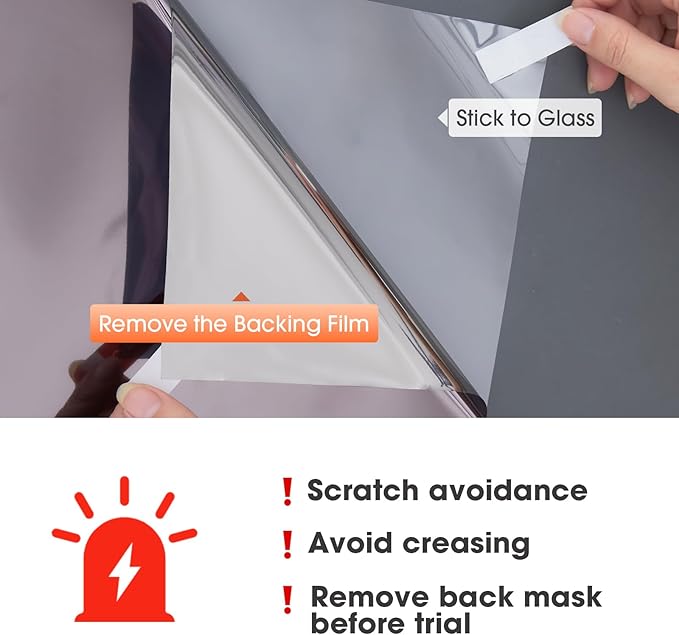 Viseeko Window Tint for Home Window Privacy Film See Out Not in Reflective One Way Window Film UV Sun Heat Blocking Window Film Static Cling for Home Office