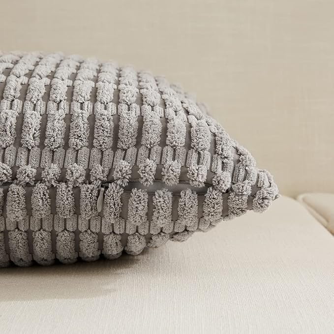 Fancy Homi 4 Packs Decorative Throw Pillow Covers for Living Room Couch Bed, Modern Farmhouse Boho Home Décor Accent Cushion Case, 24" x 24", Neutral
