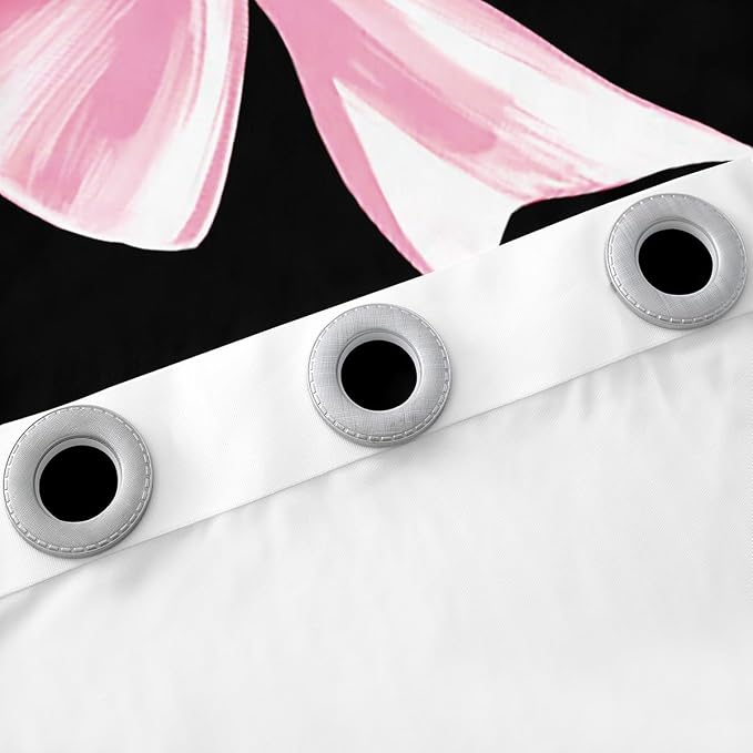 Erosebridal Pink Bow Window Curtain Kawaii Girly Bowknot 38"Wx45"L Curtain For Girls,Dreamy Princess Bow Tie Window Treatments For Kids Teen Women Bedroom Decor,Watercolor Bow Black Curtains & Drapes