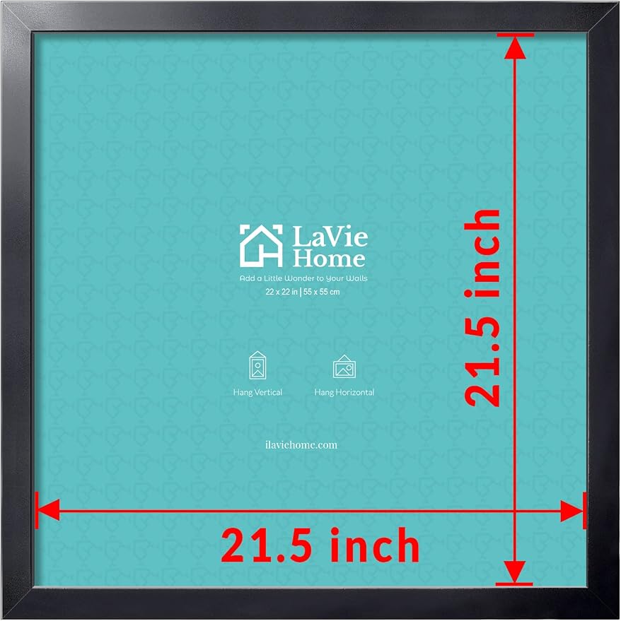 LaVie Home 22x22 Picture Frame, Square Poster Frame with High Definition Plexiglass, Horizontal or Vertical Wall Gallery 22 x 22 Frames Suitable for Photos, Artworks, Posters,Puzzle, Black 1pc