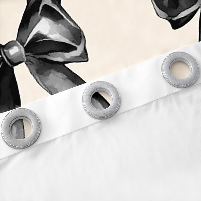Erosebridal Black Bowknot 42" Wx63 L Window Treatments for Kids Boys Girls Bedroom Decor,Ribbon Bow Beige White Window Curtain Geometric Patchwork Bow Curtain Modern Simple Bowknot Curtains & Drapes