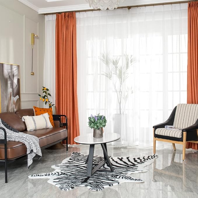 Zebra Print Rug Faux Animal Print Skin Area Rug Cowhide Western Decor Cute Carpet for Bedroom Living Room, 4.9x6.6 Feet