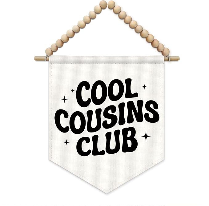 SJDFCSA Kids Room Wall Art Decor, Boys Girls Room Decor, Cool Cousins Club Boho Wall Hanging Display Pennant Flag for Kids Boys Girls Nursery Toddler Room Bedroom Playroom