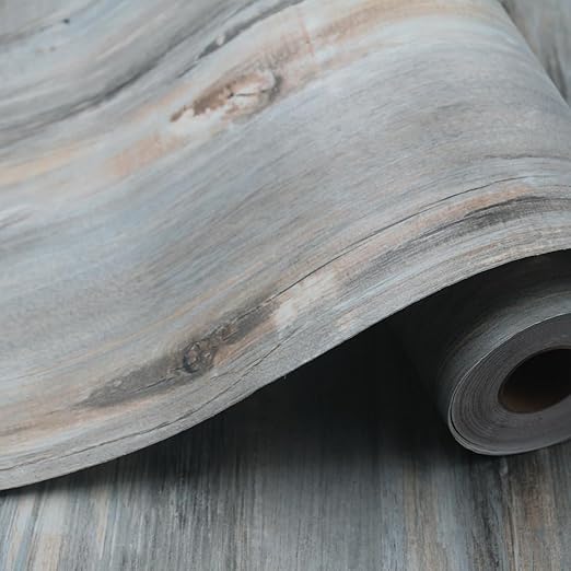 Wood Grain Peel and Stick Floor Tiles – 11.8” Width, Full Roll Length of 118" – Versatile Design for Any Space, Sunwashed Blue Self Adhesive Vinyl Flooring, Waterproof and Non-Slip Features