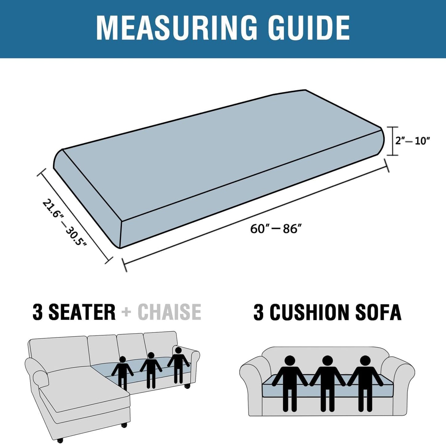 H.VERSAILTEX Super Stretch Individual Seat Cushion Covers Sofa Covers Couch Cushion Covers Slipcover Sets Thick Jacquard Textured Twill Fabric (1 Piece Sofa Cushion Cover, Macchiato)