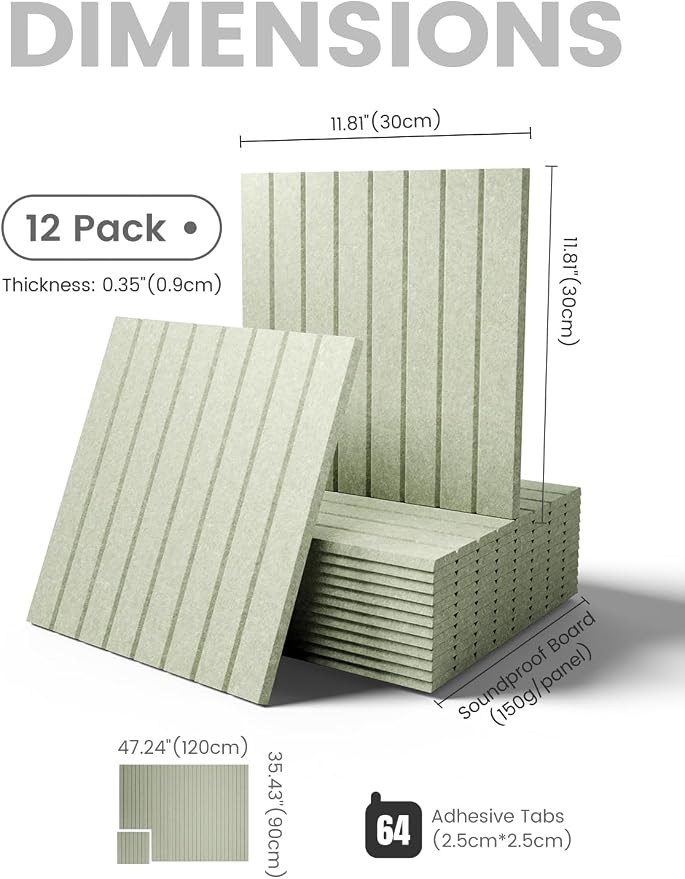 Fluxynara Large Felt Bulletin Board 48" x 36" Cork Board Alternative-12 Pack with 64 Safe Removable Adhesive Tabs, Cork Boards for Walls Cork Board for Home Office Classroom Pin Board - Sage Green