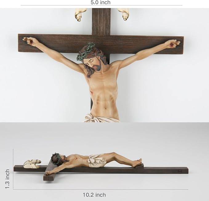 BC Catholic Crucifix Wall Cross10" H Jesus Christ Cross for Wall | Wall Crucifix for Home Altar, Católica Crucifijos, Catholic Gift, Religious Wall Decor, Handpainted Sculpture by Buildclassic