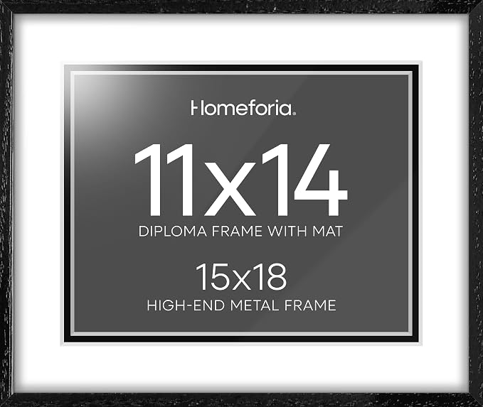 Homeforia 15x18 Diploma Black Wood Frame, High End Black Oak 15 x 18 Certificate Frames with Mat 11 x 14, 18x15 Document Frame Matted to 11x14, Degree Wooden Frames, Tempered Glass, Wall Kit, Set of 3