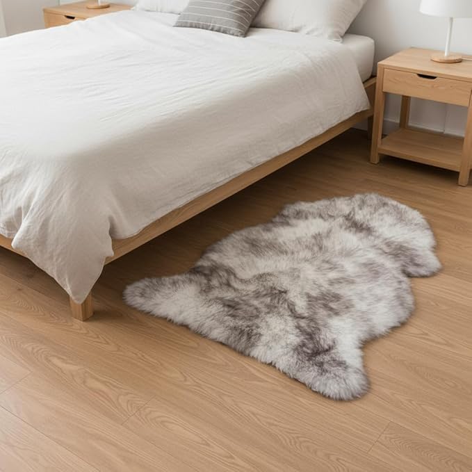 Super Area Rugs Premium Genuine Sheepskin Rug 2' x 3' Long Fur Soft & Natural Chair/Seat Cover Accent Rug, Wolf Tip Brown, Single Pelt