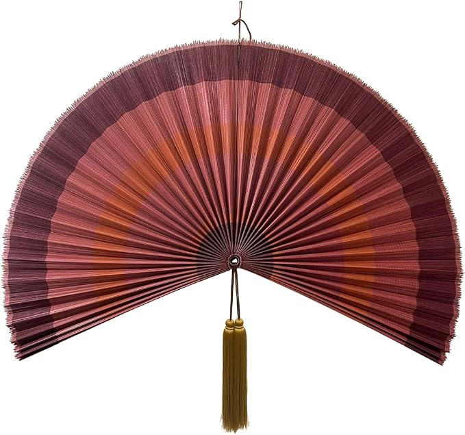 ChumDecor Bamboo Fan Wall Decor,Japanese Chinese Wall Fans Decor, Boho Hanging Headboard,Decorative Folding Fan for Over Bed Decorations (Terracotta, 40inch)