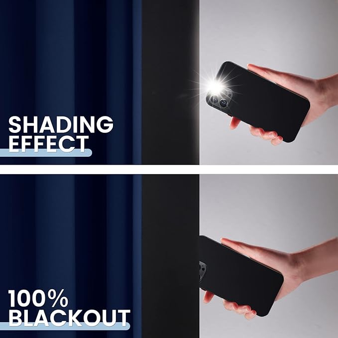 SimpleHome 100% Blackout Curtains for Bedroom,Thermal Insulated Grommet Window Drapes Room Darkening Navy Blue Curtains for Living Room with Black Back,42 x 84 Inch,2 Panels