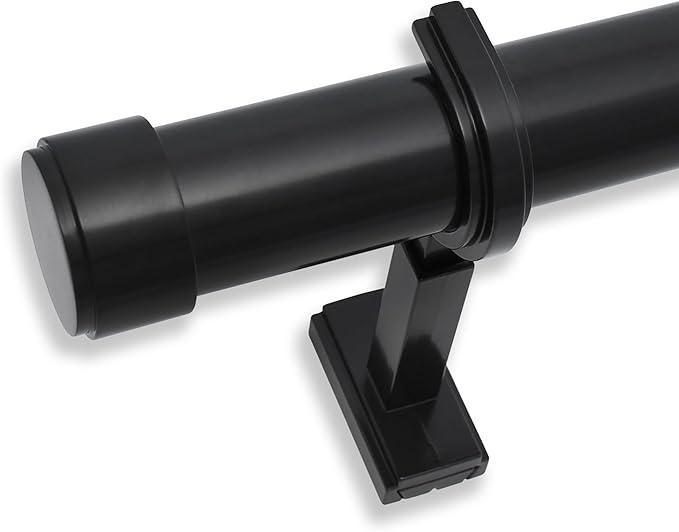 BlastHome® Non-Adjustable Luxury Curtain Rods for Windows, 1 ¼” Rod Set, 10 foot Fixed Length (Three Rods Connect for a Seamless Look), Tuxedo Black