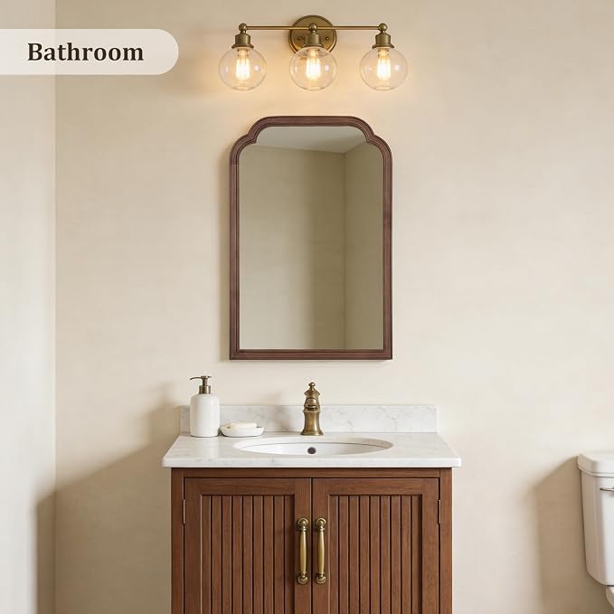 WallBeyond Wood Bathroom Mirrors for Wall Mounted, 20" x 30" Rustic Wood Frame Wall Mirrors Decorative for Living Room or Bedroom Vanity Mirror (Walnut)