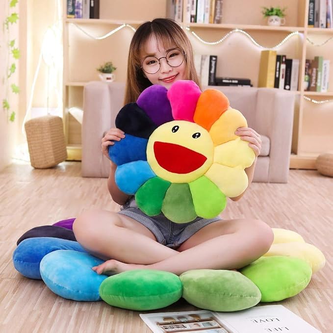 TEFU Flower Plush Pillow, Sunflower Pillow Soft & Comfortable Sunflower Smiley Cushion Colorful Sun Flower Plush Toy Home Bedroom Shop Restaurant Decor (Green,16.5in/42cm), 1 Count (Pack of 1) | Colorful Sunflower Plush Pillow—Perfect for Home, Bedroom...