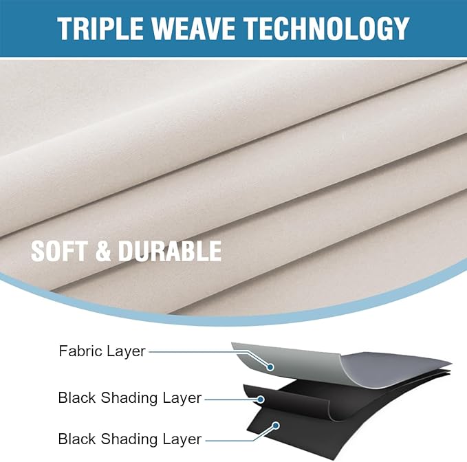 H.VERSAILTEX 100% Blackout Curtains for Bedroom with Black Liner Full Room Darkening Curtain 84 Inch Long Thermal Insulated Back Tab/Rod Pocket Window Treatment Drapes for Living Room, 2 Panels, Fog