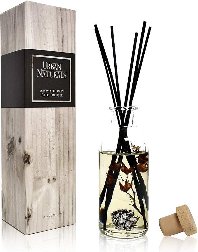 Urban Naturals Reed Diffuser Set, Mountain Air - Bathroom Shelf Décor | Scented & Room Freshener, Golden Apples, Birch Wood, Fennel, Pear Eucalyptus, Mint & Aromatic Sage, Decorative Botanicals