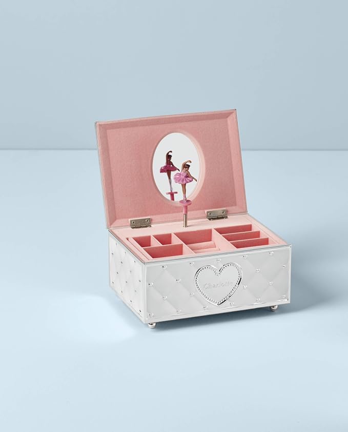 Lenox Childhood Memories Black Ballerina Jewelry Box, Silver/Pink