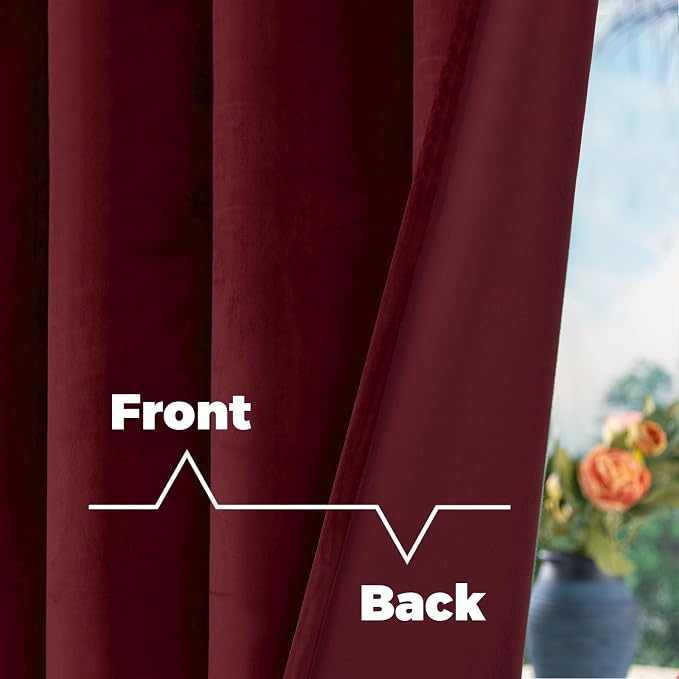 BGment Red Velvet Blackout Curtains for Living Room, 84 inches Long Thermal Insulated Curtains Noise Reduce Back Tab and Rod Pocket Luxury Panels for Bedroom, 2 Panels, 60 x 84 Inch
