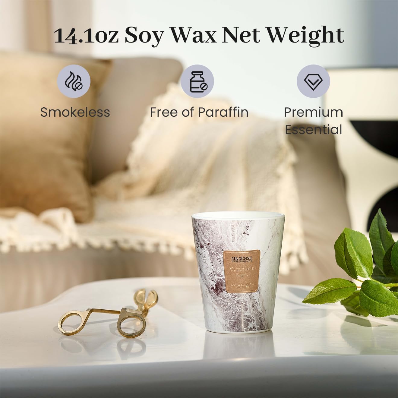 M&SENSE Summer Night Scented Candles for Home, Lead-Free Wick Highly Scented Jar Candles, 14.1 Oz 80 Hours Lasting Burning Candles Gifts for Women, Relaxing Aromatherapy Candle for Stress Relief