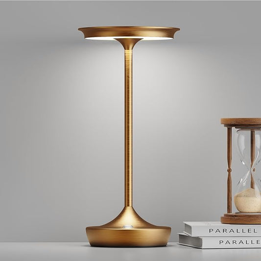 LED Cordless Table Lamps Rechargeable - Outdoor 6000mAh Battery Operated Portable Tables Light 3 Color Stepless Dimming Lamp with Memory Function for Patio Restaurant Dining Bronze
