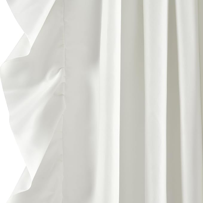 Lush Decor Reyna Ruffle Window Curtain Panel Set, Pair, 54" W x 63" L, White - Flowy Curtain Set - Romantic Ruffle Curtains for Bedroom, Living room, or Dining Room - Farmhouse & Cottage Home Decor