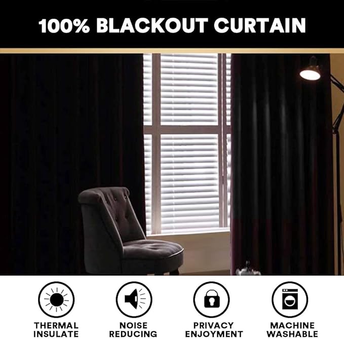 PrinceDeco Blackout Curtains for Bedroom Grommet Room Darkening Curtains & Drapes for Living Room Solid Thermal Insulated Textured Blackout Curtains Sun Blocking Drapes,52" W x 63" L,Teal Blue