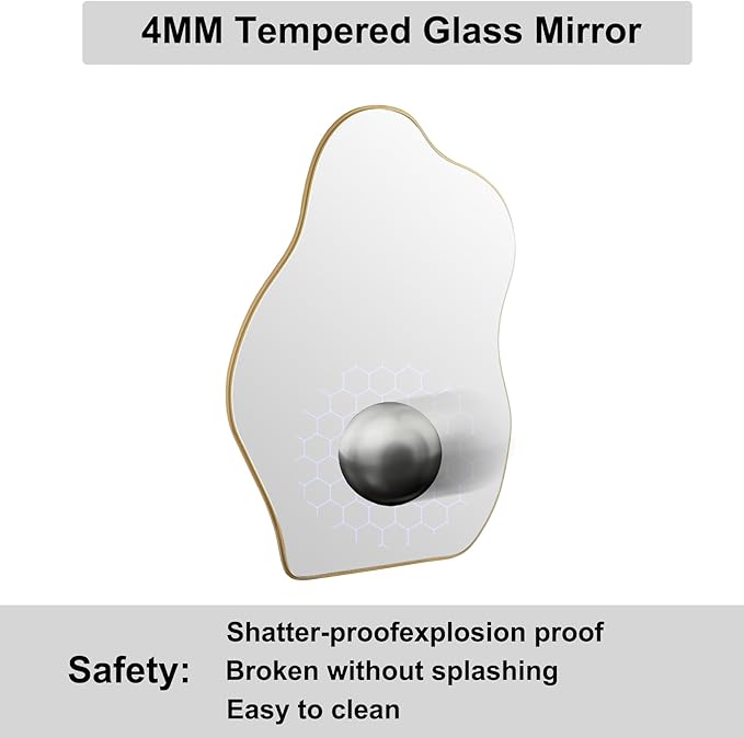 BOMINICA Irregular Wall Mirror Asymmetrical Mirror, Decorative Wall Mounted Mirror for Bathroom Living Room Entryway Bedroom Hallway (Black, 24" x 36")