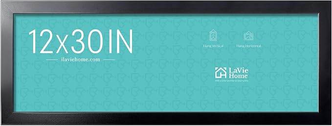 LaVie Home 12x30 Picture Frame Black, Panoramic Picture Frame for Wall Decoration, Classic Black Minimalist Style Suitable for Decorating Houses, Offices, Hotels（1 Pack）