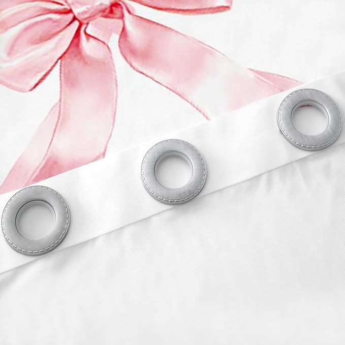 Erosebridal Kawaii Bowknot 42" Wx63 L Window Treatments for Kids Girls Teen,Cute Girly Bow Curtain Pink Bow Window Curtain Watercolor Bow Tie Plaid 30%-50% Blackout Curtains for Bedroom