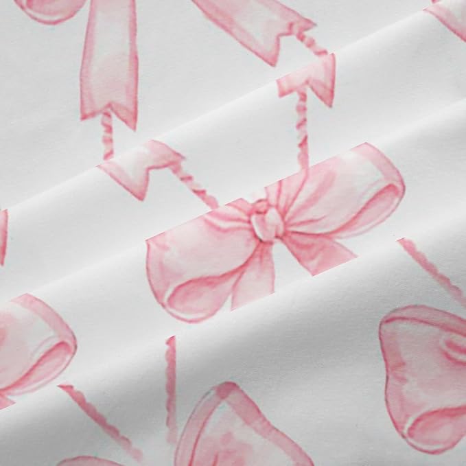 Feelyou Bow Room Darkening Blackout Curtain Boys Girls (2 Panels, 38 x 54 Inch) Pink Girls Bow Curtains for Bedroom Living Room Cute Bowknot Blackout Curtains Kawaii Window Treatments