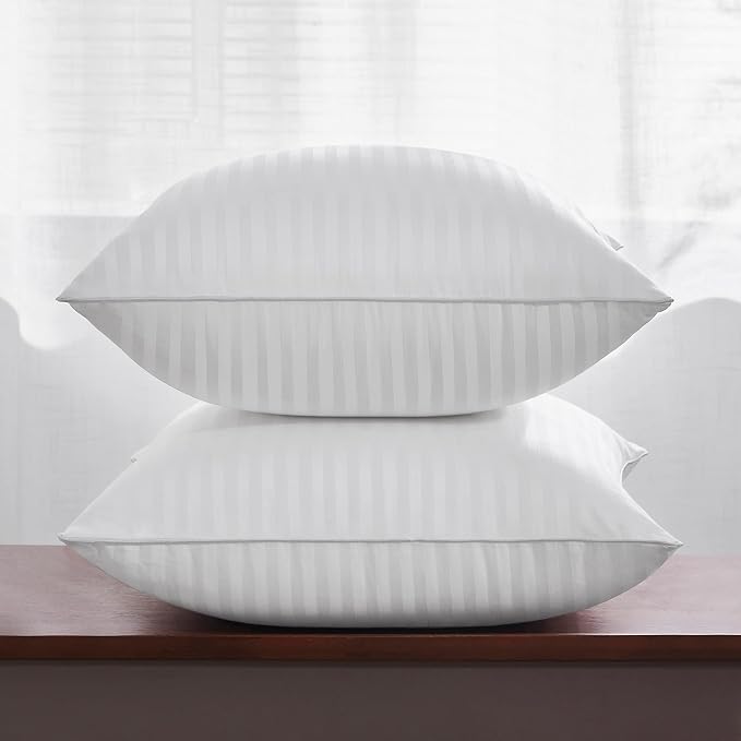 Oubonun 22 x 22 Throw Pillow Inserts, Firm and Fluffy Decorative Square Pillows for Couch Bed Sofa with Soft Cotton Cover White Cushion with Down Alternative Pack of 2