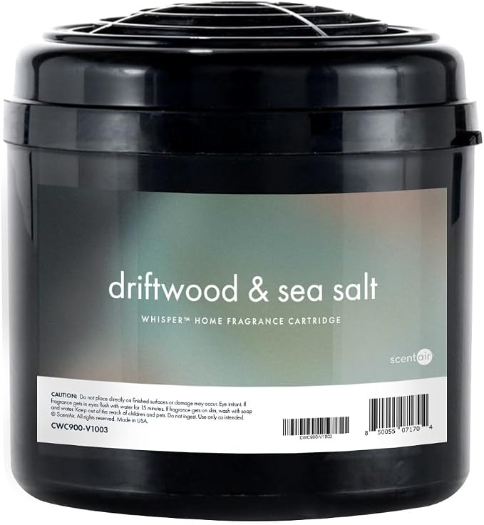 ScentAir Whisper Essential Monthly Plug-in Refill, Driftwood & Sea Salt | Fragrance Diffuser Cartridge Refill for Home and Office