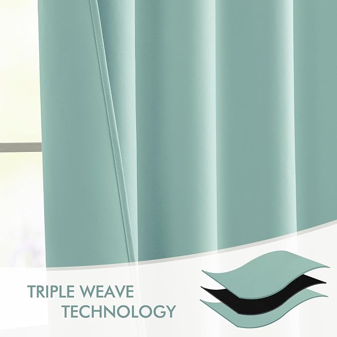 MIULEE Aqua Back Tab Blackout Curtains 84 Inch Length 2 Panels Set for Living Room Bedroom Privacy, Rod Pocket/Pinch Pleat Thermal Insulated Room Darkening Pleated Light Blocking Drapes