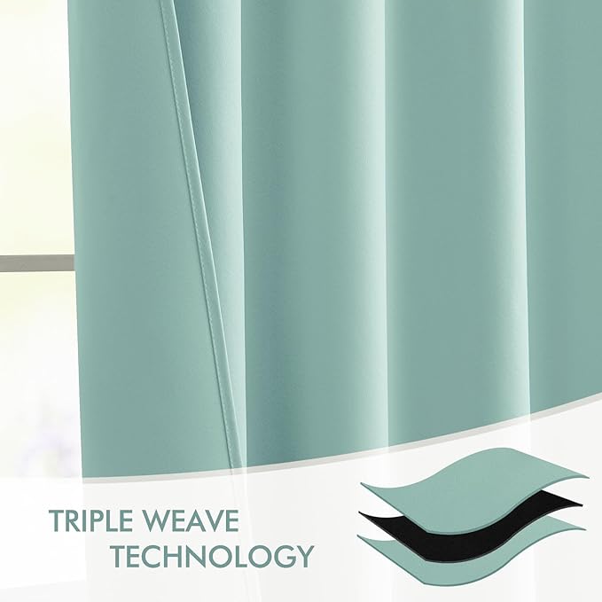 MIULEE Aqua Back Tab Blackout Curtains 102 Inch Long 2 Panels Set for Bedroom, Rod Pocket/Pinch Pleated Thermal Insulated Living Room Darkening Light Blocking Floor to Ceiling Drapes
