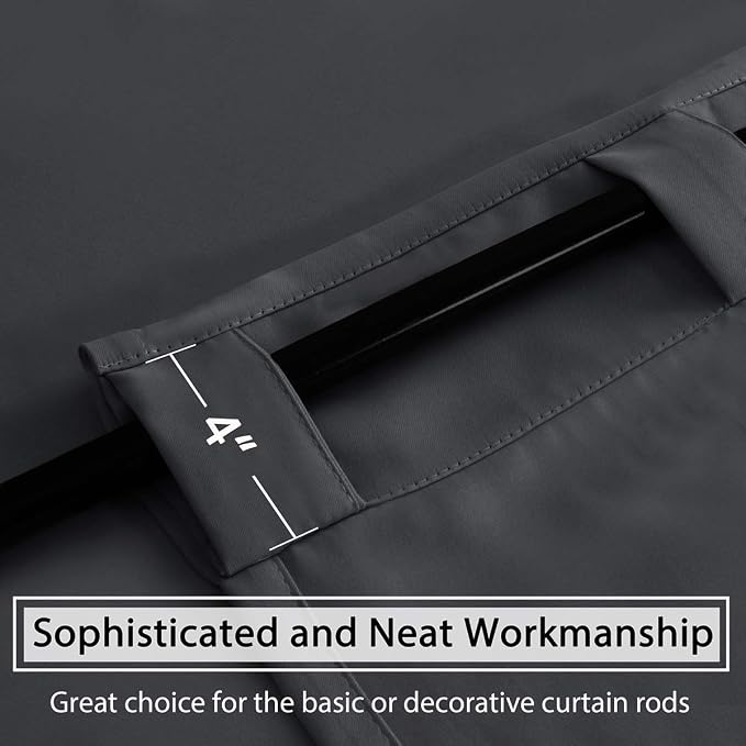 H.VERSAILTEX Blackout Curtains Thermal Insulated Window Treatment Panels Room Darkening Blackout Drapes for Living Room Back Tab/Rod Pocket Bedroom Draperies, 52 x 96 Inch, Charcoal Gray, 2 Panels