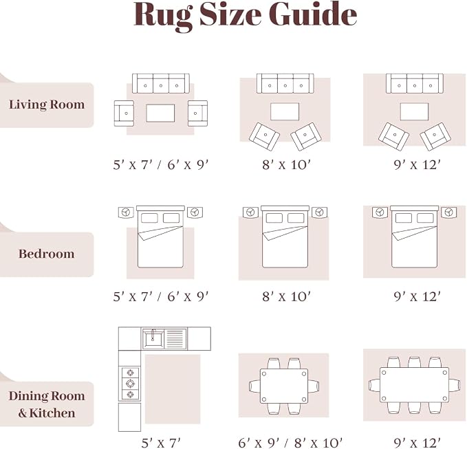 Homemate Washable Rug 8x10 Area Rugs - Vintage Faux Wool Rugs for Living Room Bedroom Dining Room - Non Slip Foldable Carpet Indoor Area Rug for Home Decor（8'x10', Pink