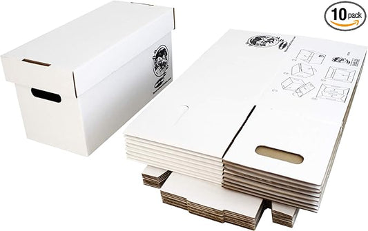Durable Set of 10 - 7 inch Vinyl Record Storage Boxes - Sturdy Cardboard Construction with Removable Lid - Holds Up to 200 Records Each - Built Tough for Long-Term, Secure Archival Storage - #07BC09