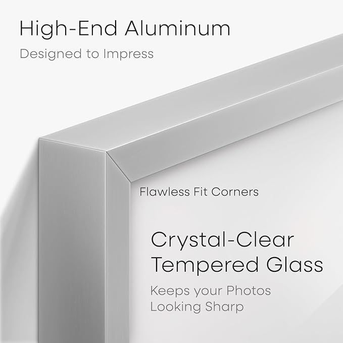 Homeforia 8.5 x 14 Marriage License Silver Frame, High End Metal 8.5x14 Marriage Certificate Frames, 14x8.5 Picture Frame for Wall & Tabletop, 8.5 by 14 Photo Frame, Tempered Glass, Wall Kit, Set of 3