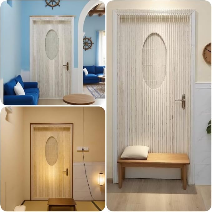 ave split Rainbow Colorful Hippie Wood Door Beaded Curtain Boho-Bohemian Wooden Doorway Beads Curtains Made of Wood&Bamboo-for Window,Door 056-ZJ (Wood Color)