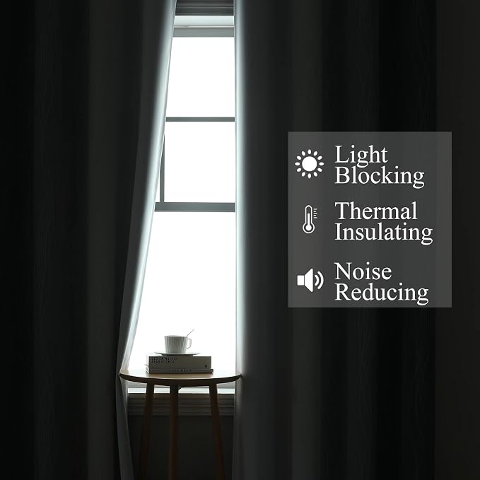 Estelar Textiler Grey and Greyish White Ombre Short Blackout Curtains 36 Inch Long, Thermal Insulated Grommet Small Half Window Drapes for Cafe/Basement/RV Camper/Kitchen, 52Wx36L, 2 Panels, Gray