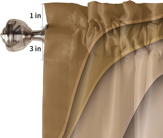 T&H XHome 24 Inch Long Tier Curtains for Kitchen, Modern Abstract Geometric Beige Gradient Bathroom Window Curtains Rod Pocket Short Curtains Window Treatment Tiers for Living Room Farmhouse 2 Panels