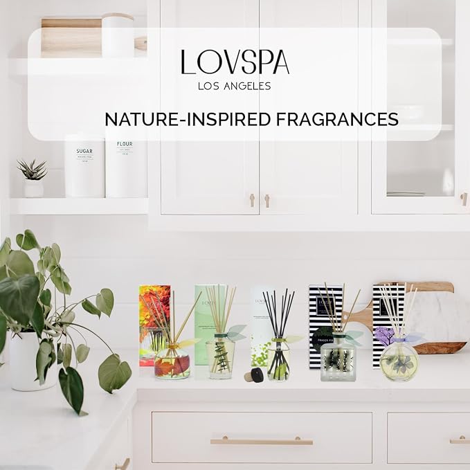 Reed Diffuser Set - Clean Cotton Blossom Scented Diffuser with Sticks | Fresh Laundry Home Fragrance Reed Diffuser for Bedroom, Bathroom Shelf Décor, with Real Botanicals in the Bottle