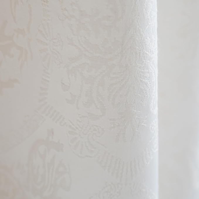 ENJOYBRIDAL Cream Damask 84 Inch Curtains for Living Room Semi Sheer Drapes Bedroom Medallion Patterned Floor Length Window Curtain Panels Jacquard Rod Pocket 2 Panels Dining Room Window Treatments