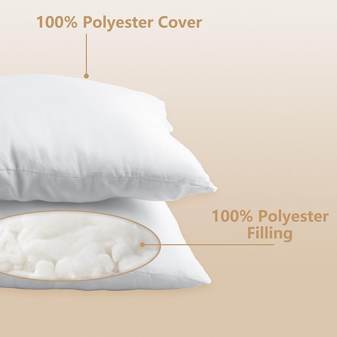 Obruosci Luxury Throw Pillow Inserts, Pack of 6, 16 x 16 inches Hypoallergenic Ultra Soft White Polyester Microfiber Durable Couch Cushion Fillers