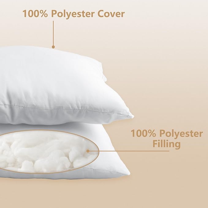Obruosci Luxury Throw Pillow Inserts, Pack of 8, 18 x 18 inches Hypoallergenic Ultra Soft White Polyester Microfiber Durable Couch Cushion Fillers