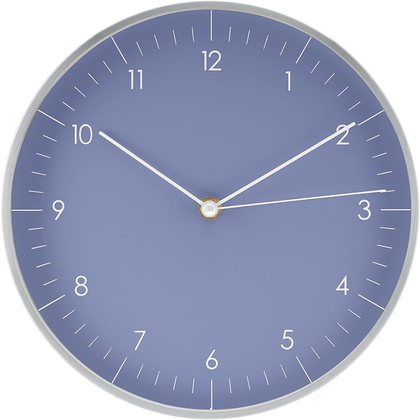 LUUK LIFESTYLE Minimalist Wall Clock with Silent Movement, no Ticking, Modern Design, Kitchen Clock, Decoration and Gift idea, in Blue and Silver