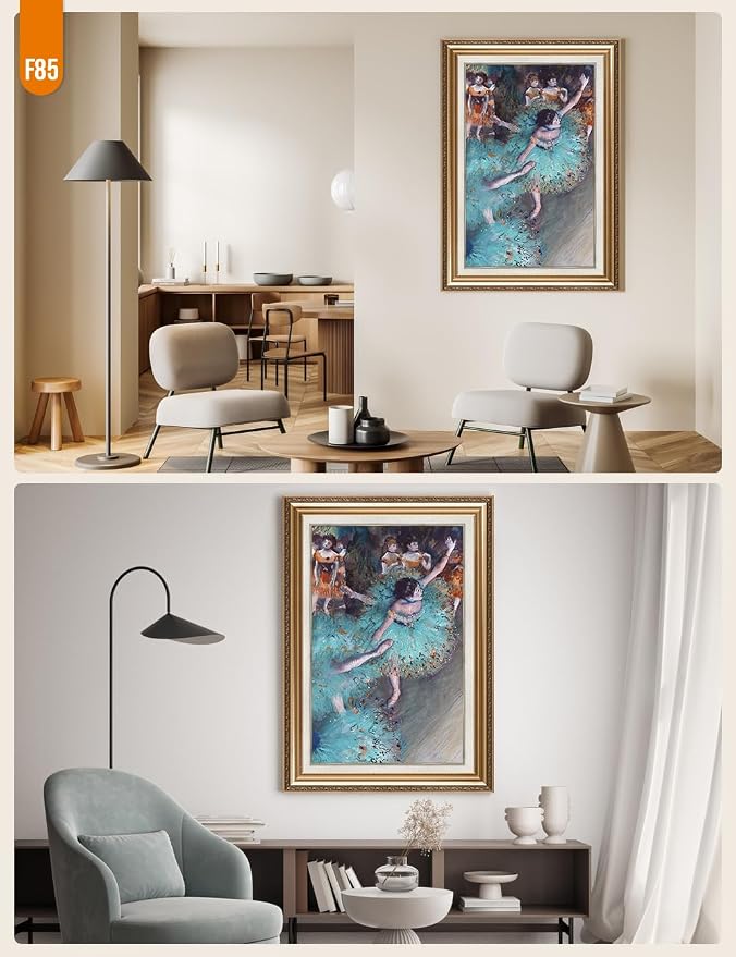 DECORARTS - Dancer in Green by Edgar Degas. World Famous Ballet Painting Reproduction on Giclee Canvas, Customizable Framing Options, Impressionist Wall Art for Living Room or Studio, Ready to Hang
